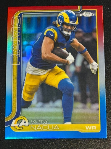 2025 Topps Chrome - Puka Nacua #166 Red White & Blue Refractor