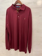 POLO Ralph Lauren BURGUNDY Soft Touch Cotton Long Sleeve Polo Shirt 2XLT - R54