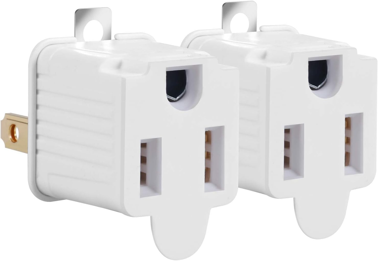 2-Pack Polarized Grounding Adapter Outlet (3 Prong to 2 2 Pack, White 