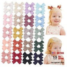 Mini Lined Hair Clips Bows for Babies, Infants, Toddlers, Shape A-20 colors