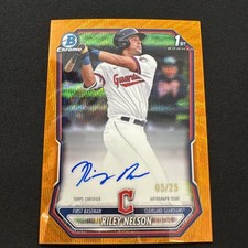 2026 Bowman Riley Nelson Chrome Auto Orange Wave Refractor /25 1st Prospect
