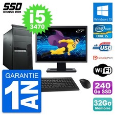 PC Tour Lenovo M92p Ecran 27" Intel i5-3470 RAM 32Go SSD 240Go Windows 10 Wifi