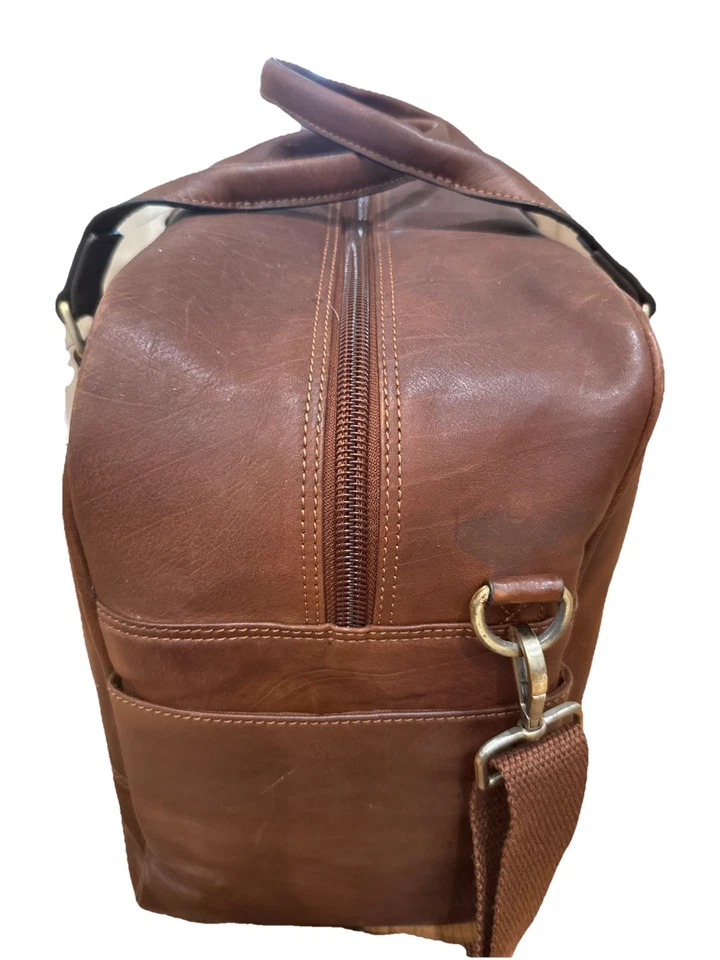 Ralph Lauren Chaps Carry On Marrón Top Grano Sillín Cuero Fin de Semana Lona - Nuevo con Etiquetas Foto 4 de 4