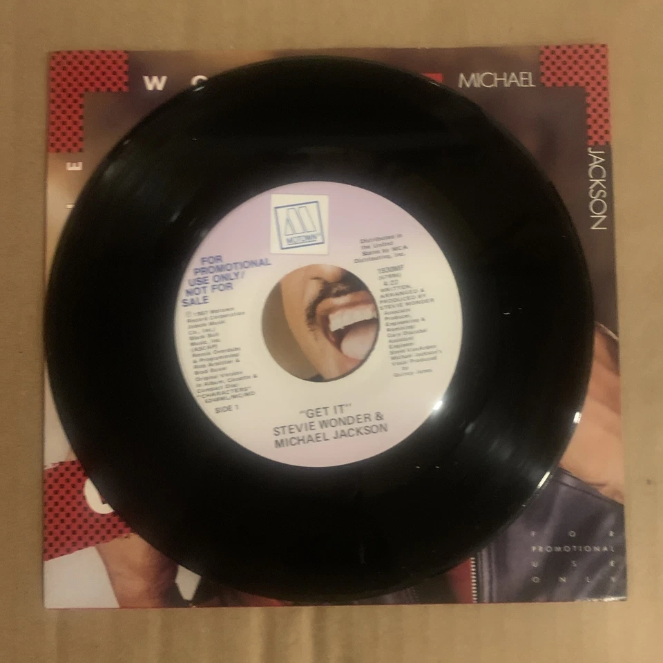 Stevie Wonder & Michael Jackson, 45 rpm, Promo, VG+, Get It, 1930MF - Image 3 of 3