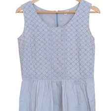Uniqlo Eyelet Mini Dress Light Blue M Coquette Classic Beach