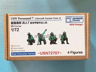 Bunker Studio USN72707 1/72 Modern USN Carrier Deck Crew 4-Figure 3D Print Set