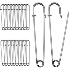 BEADNOVA 4 Inch Large Safety Pins for Clothes Big Heavy 4 inches, Silver