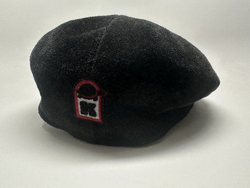 Chapeau béret lierre homme vintage Kangol laine cabbie newsboy noir RARE logo tortue NEUF