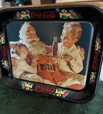 Vintage 1981 Coca-Cola 13” x 10.5” Santa Clause Christmas Tray~Steel~ Markatron