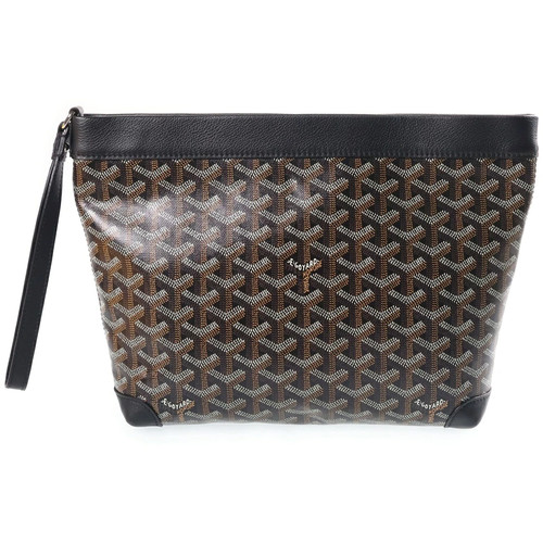 GOYARD Conti Pouch PVC Leather Handbag Clutch Bag Black