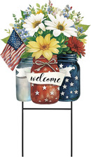 1 Pcs 4Th of July Outdoor Decorations Patriotic Memorial Day Garden Stakes Mason
