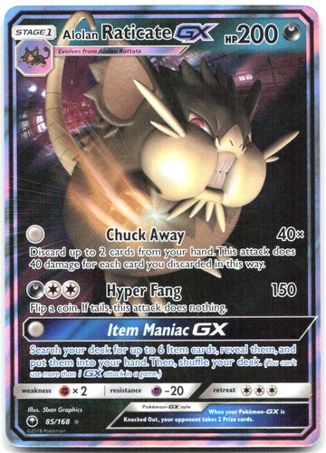 Alolan Raticate GX 85/168 Pokemon SM - Celestial Storm Holo Ultra Rare NM
