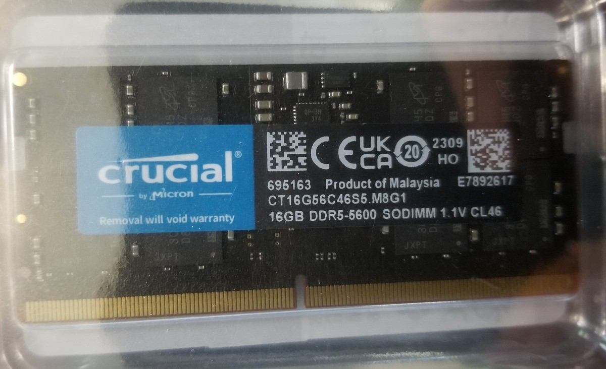 Crucial DDR5 module 16 GB SO-DIMM 262-pin 5600 MT/s / PC5-44800