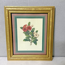 VINTAGE FLORAL ART PRINT IN GOLD WOOD FRAME 6x7