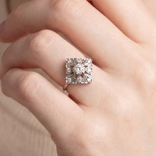 Art Deco Style Diamond Filigree Cocktail Ring in 14k White Gold