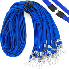 -USA Flat Breakaway Safety Lanyard for ID Badges Blue, 36 Inch, 100 Pack , Soft
