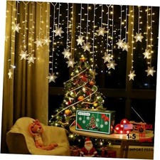 LED Curtain Lights,19ft/6M 96 LED Snowflake Curtain String Lights Warm White