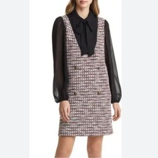 Julia Jordan Feminine Dress Long Sleeve Tweed Minidress Size 8 Black Multicolor