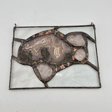 Stained Glass w/ Agate Suncatcher 5.5 Vintage Handmade