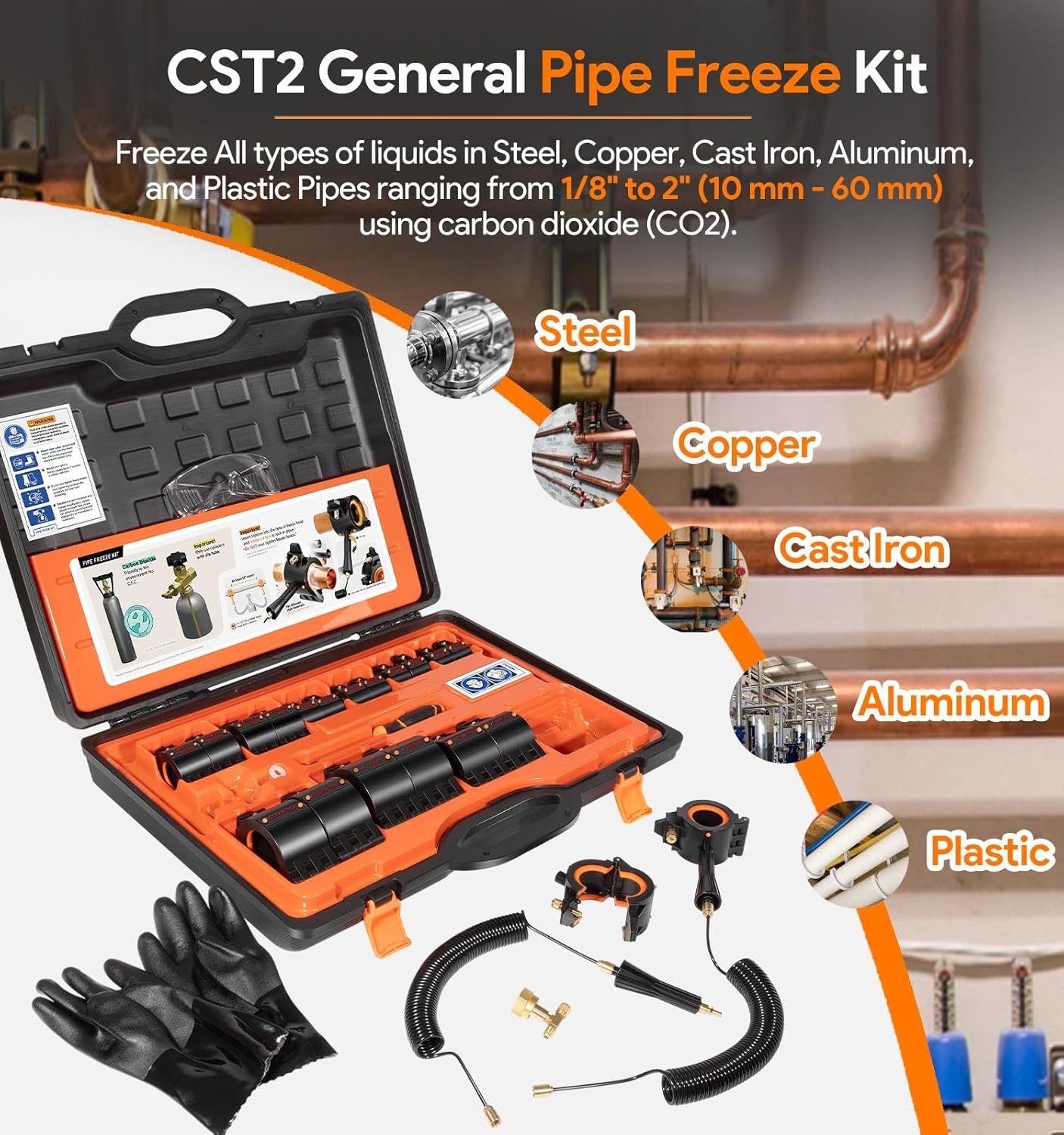 CST2 General Pipe Cleaners Cold-Shot Pipe Freeze Kit Tube Wire Plumbing Freezing