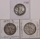 1935-PDS Walking Liberty Half Dollars, F-VF, Better Dates, Nice Mid-Grade Coins!