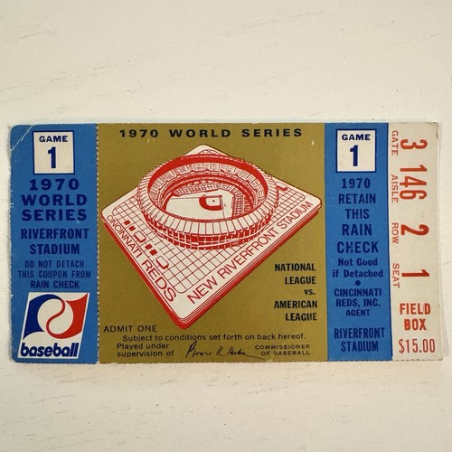 1970 World Series Game 1 Ticket Orioles at Reds Palmer wins B. Robinson HR