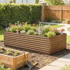 Outsunny Galvanized Raised Garden Bed, 8' x 4' x 2' Planter Box Dark Brown