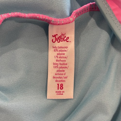 Justice Girls One Piece Swimsuit Blue Multi Color Size 18 - Picture 4 of 4