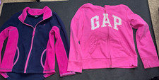 GapKids  Nautica Girls Full Zip Hooded Fleece Logo Hoodie Lot Pink/Navy 8-9