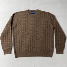 Davis & Squire Cahmere Sweater Men Large Brown Cable-Knit 2 Ply