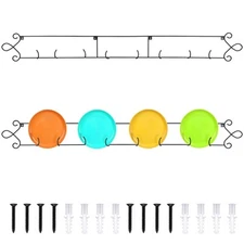 2 Pcs Horizontal Plate Rack Black Large Plate Hangers for the Wall Metal Deco...
