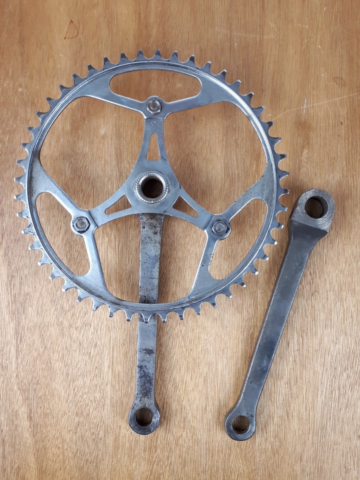 Pédalier en acier chromé 44D France 1930s vélo vintage old bicycle crankset