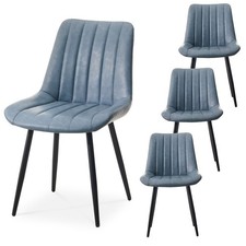 4X Faux Leather Dining Chairs Padded Dining Room Kitchen Chair Set Family