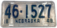 Vintage Nebraska 1948 Auto License Plate 46-1527 Merrick Co Garage Wall Decor