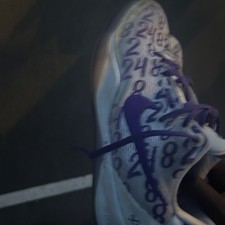 Nike Men s White/Purple Leather Lace-Up Athle...