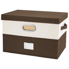 Large Linen Fabric Foldable Storage Bins with Removable Lid and Handles, Wash...