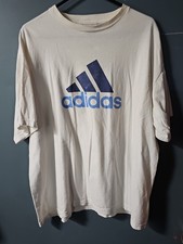 Vintage 90s Made in USA Adidas Big Blue Logo White Graphic XL T-Shirt T Shirt