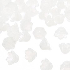 Glass Trumpet Flower Beads, 50 Pcs Gradient Flower Bead Charm, White