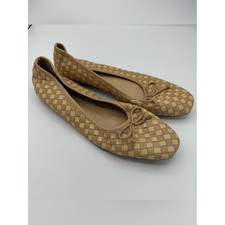 SCHUTZ Arissa cream and Tan Leather Woven ballet bow Flats Size 9.5 minimalist