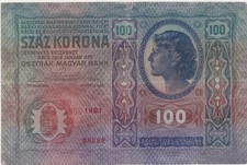 AUSTRIA HUNGARY 100 KORONA KRONEN 1912 USED