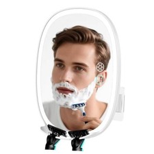Heated Shower Mirror Fogless for Shaving, 5000mAh Rechargeable White With Light