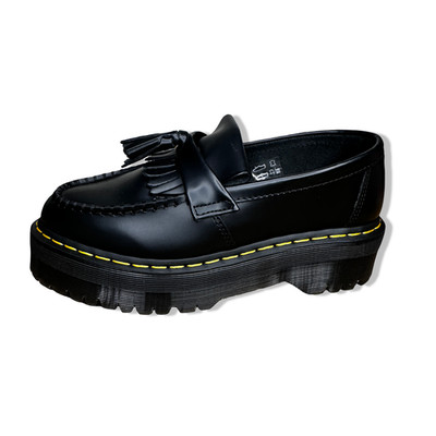 Doc Martens Adrian Quad Black Leather Tassel Platform Loafers Men 7 Women 8