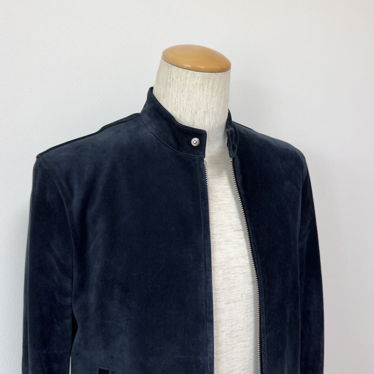 Berluti Custom Suede Leather Single Rider Jacket Dark Navy Size 46 Excellent image 3