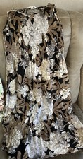 Women's Black Beige White Floral Sleeveless Long A-Line Dress