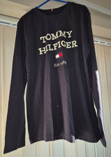 Image of Tommy Hilfiger Boys Designer Navy Blue Genuine Longsleeve Top 12 11-12 12-13 NWT