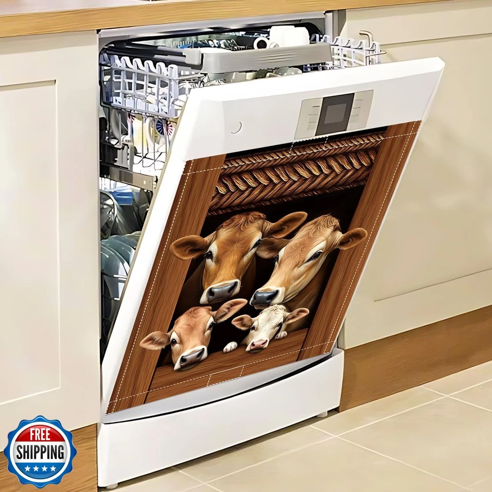 Cubierta imán lavavajillas vaca, 23x26 pulgadas pegatina imán lavavajillas granja para Foto 4 de 4