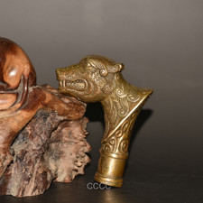 Chinese Rare Retro Bronze Wolf Head Cane Walking Stick Head Handle Accessories