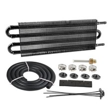 5/16" Transmission Oil Cooler Tube and Fin Cooler Kit Universal 4 Pass Black