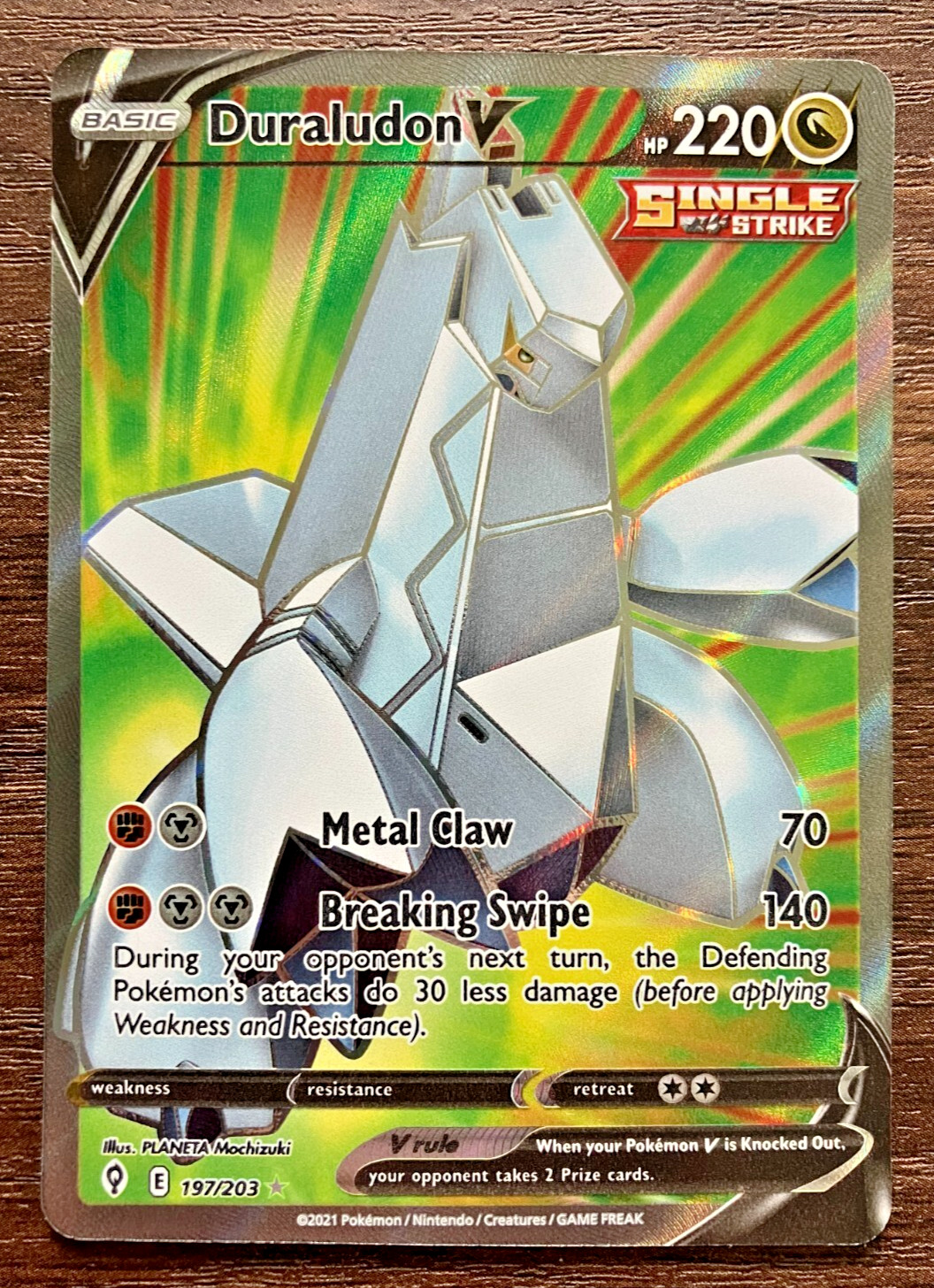 HOLO FULL ART Duraludon V 197/203 - 2021 Pokemon Evolving Skies Rare Card - NM