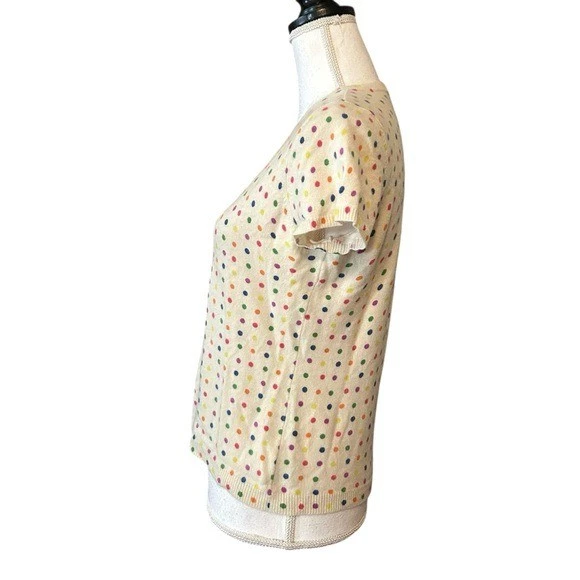 Conjunto de suéter doble de cachemir a lunares White and Warren para mujer talla L/XL en crema Foto 4 de 4